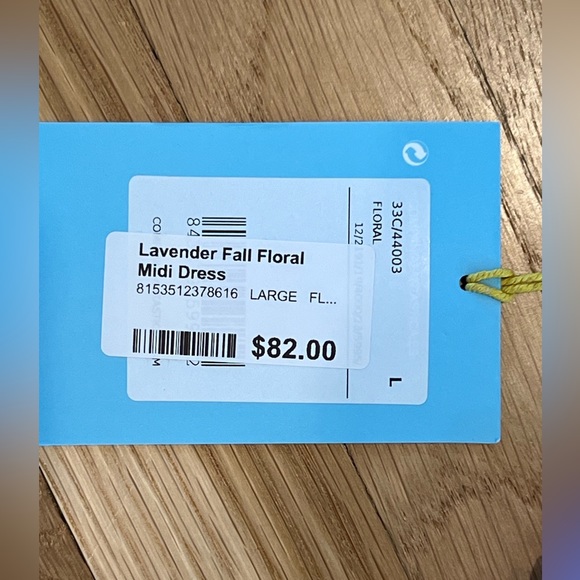 Lavender Floral Midi Dress, NWT, size Large - Picture 8 of 8